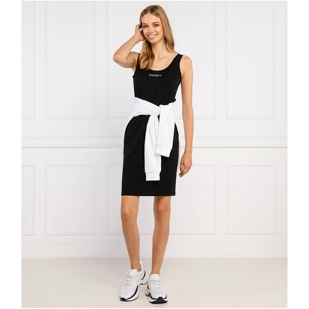DKNY Sport Rhinestone Logo Tank Dress Black XS NWT